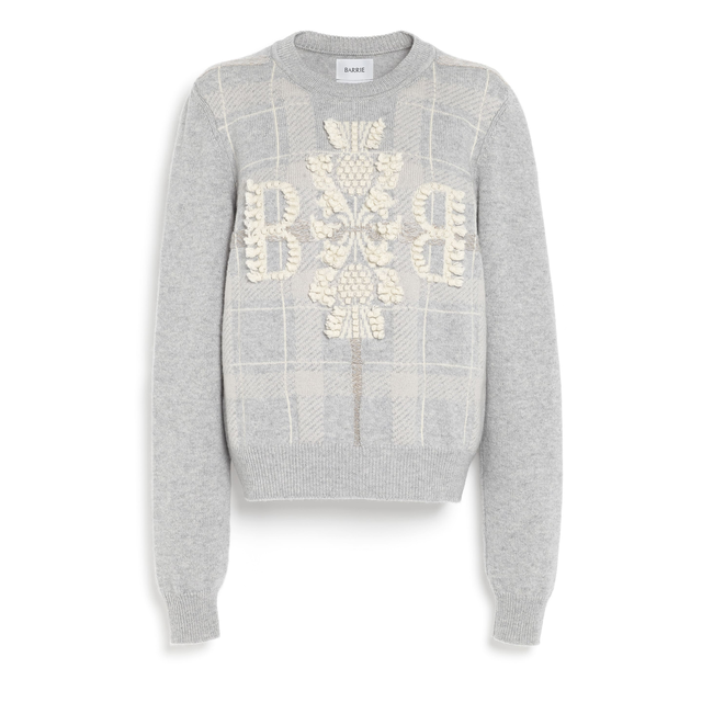 Tartan cashmere jumper with 3D logo