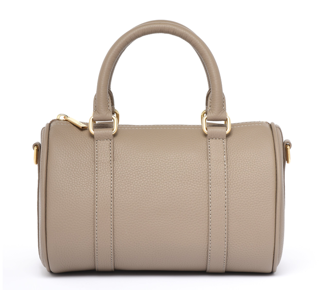 Taupe Grained leather - Mini Boston bag