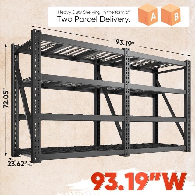 REIBII 4-Tier Industrial Shelving 9348LBS Heavy Duty Shelving with 2337LB/Shelf Metal Shelving Unit for Warehouse, Basement, Commercial