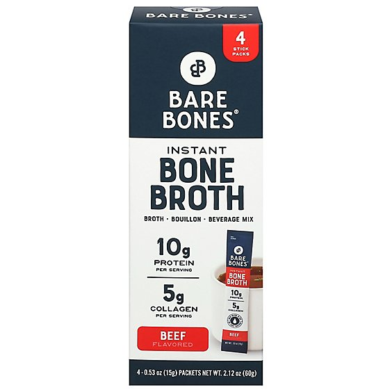 Bare Bones Instant Beef Bone Broth Pack - 4-2.12 Oz