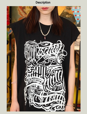 260G Heavyweight! Retro Chicano Tattoo Artist Cursive English Print Vest