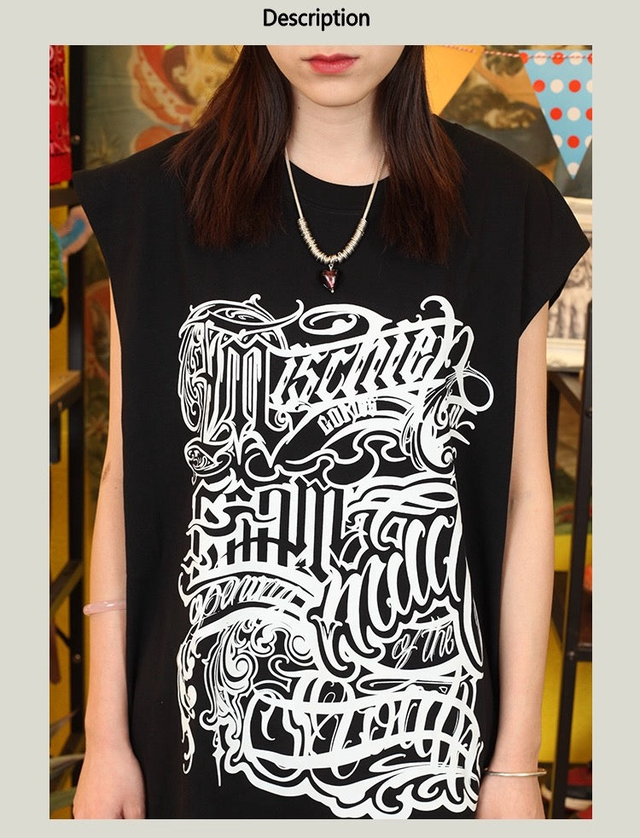 260G Heavyweight! Retro Chicano Tattoo Artist Cursive English Print Vest