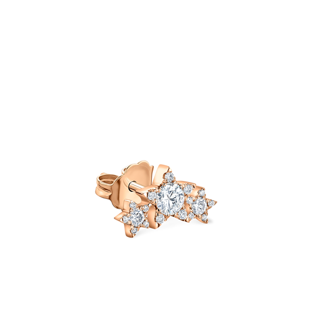 Diamond Three Star Garland Stud Earring