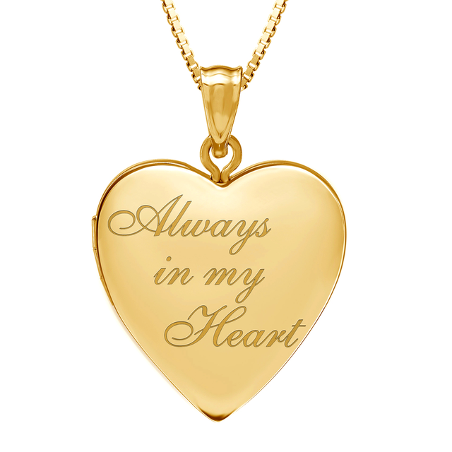 14k Yellow Gold Always In My Heart Photo Locket