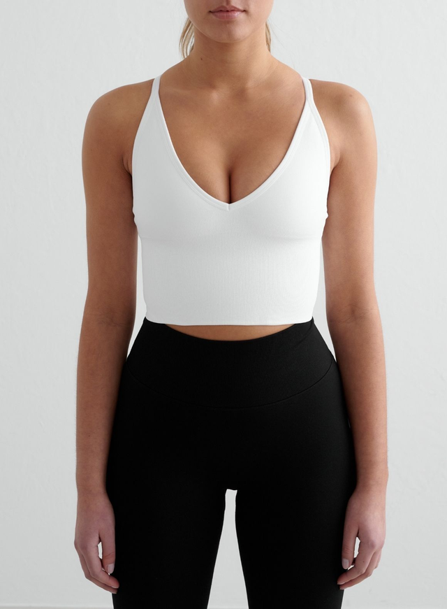 White Shape Seamless Cross Back Bralette