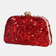 Women Glitter Clutch Beaded Sequin Party Evening Bag with Crossbody Strap