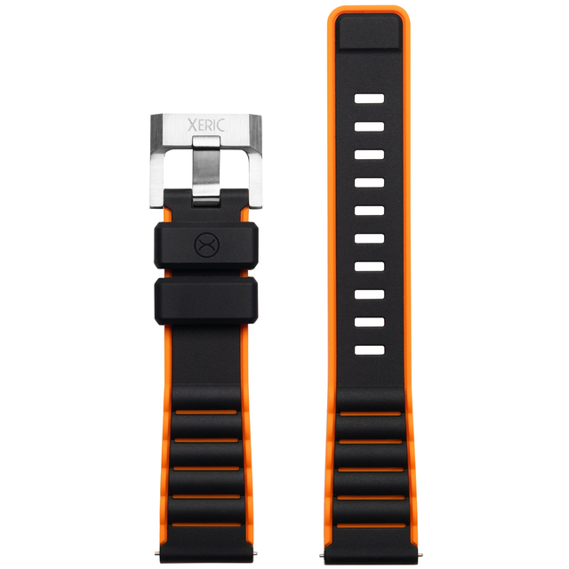 Xeric 20mm Black Orange Silicone Strap
