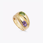 Amethyst and Peridot Double Band Ring
