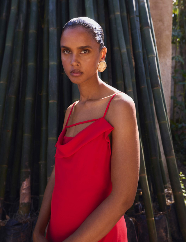 Cowl Neck Midaxi Slip Dress