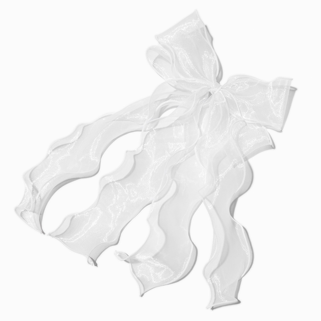 white fairy long tail hair bow clip