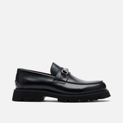 Blake Black Leather Lug Bit Loafers