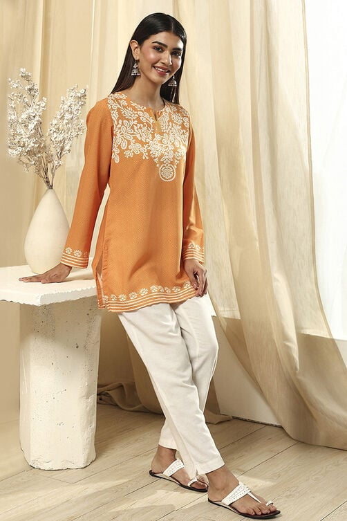 Mustard Yellow Printed Straight Short Kurta