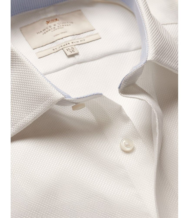 Extra Slim Fit Blue & White Textured Weave Non-Iron Shirt