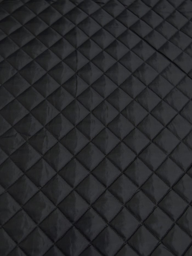 Quilted Polyester Batting Upholstery Fabric / Black / Sold By The Yard