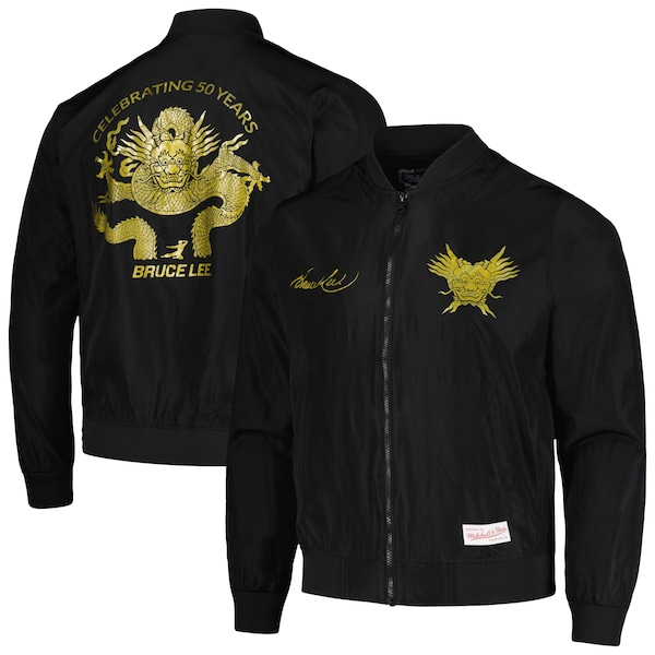 Mitchell & Ness Bruce Lee Black Celebrating 50 Years Bomber Full-Zip Jacket