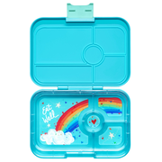 Leakproof Yumbox Tapas Bento Lunch Box - Antibes Blue - 4 Compartment with Rainbow Tray - Extra Large Size