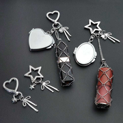 Personalized Lipstick Keychain with Mirror: Stainless Steel Makeup Bag Charm