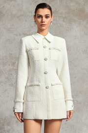 Ena Elegant Waist-Defining Long Sleeve Woven Mini Dress