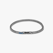 Quadro Tennis Semi-Precious Bracelet In Black Rhodium Plated Sterling Silver With White Spinel