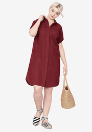Button Front Linen Shirtdress