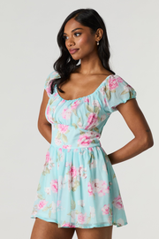 Floral Chiffon Milkmaid Romper