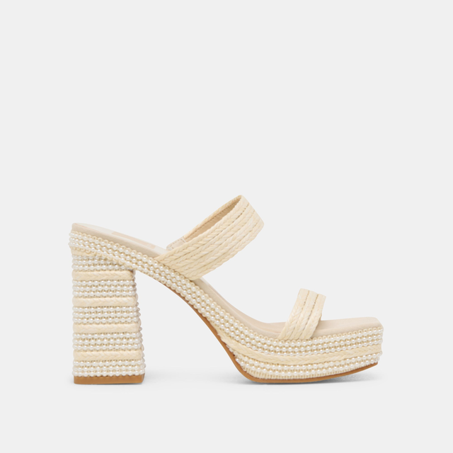 ALIYA PEARL HEELS VANILLA RAFFIA