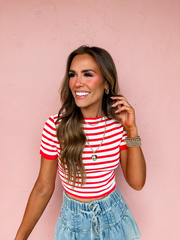 Give Yourself Grace Short Sleeve Sweater-Red