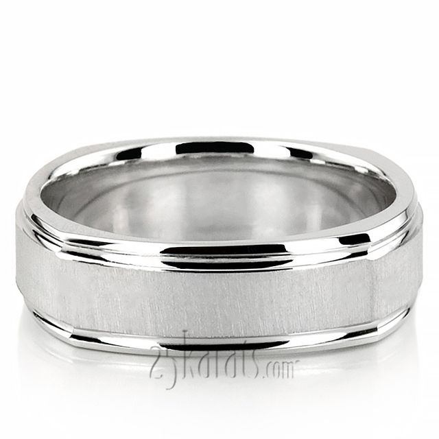 Basic Carved Four Sided Wedding Ring