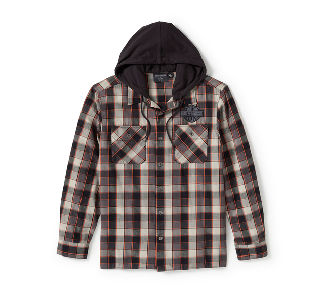 Metal Bound Long Sleeve Hooded Shirt