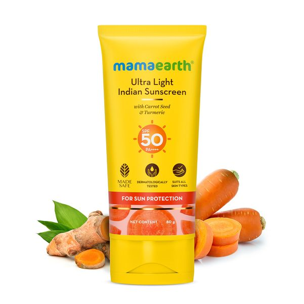 Ultra Light Indian Sunscreen with Carrot Seed, Turmeric and SPF 50 PA++++ - 80g