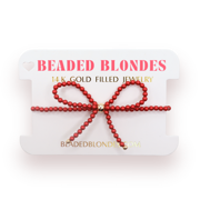 Red Pearl Beaded Bow Bracelet