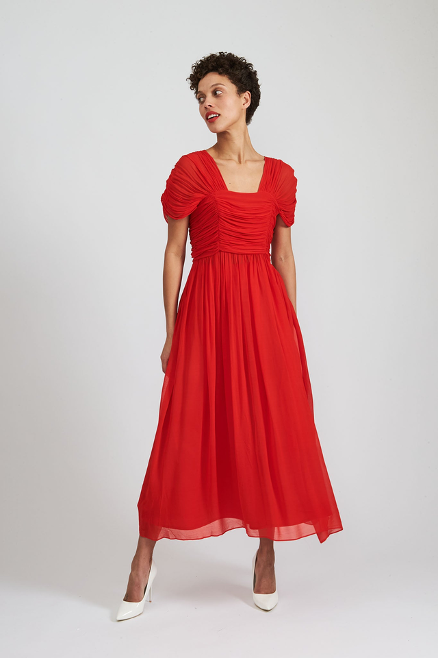 Phillipa Dress in Red Chiffon