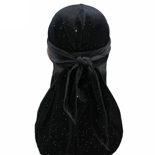 Black Luxury Shiny Velvet Durag