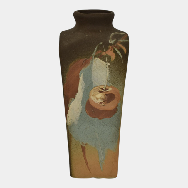 Owens Matte Utopian 1902 Vintage Art Pottery Pastel Cherry Ceramic Vase 112