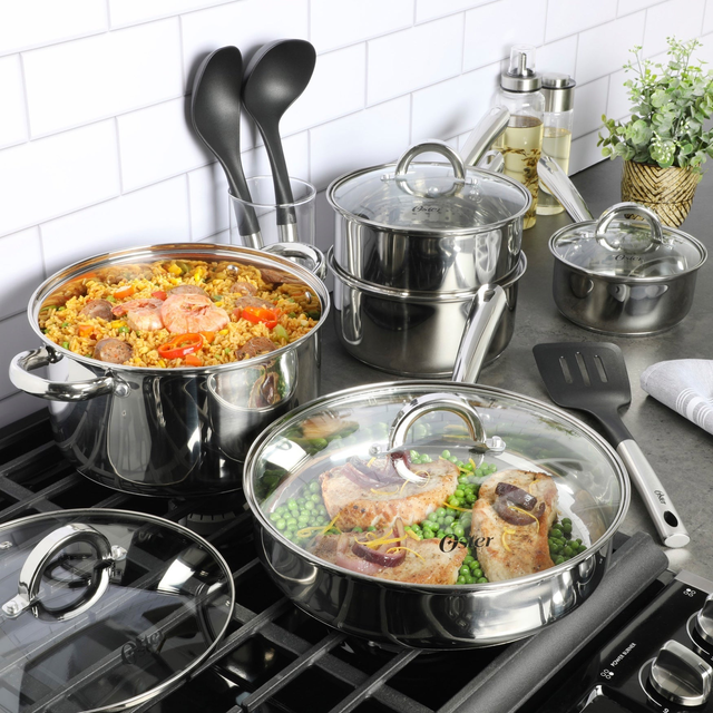 12-Piece Stainless Steel Cookware & Kitchen Tool Set