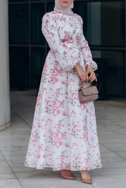 Dilara lantern-sleeve floral-print dress