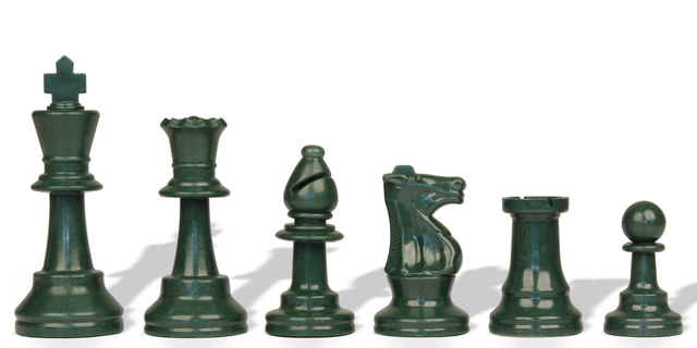 Army Green Club Plastic Chess Pieces with 3.75" King - 17 Piece Half Set