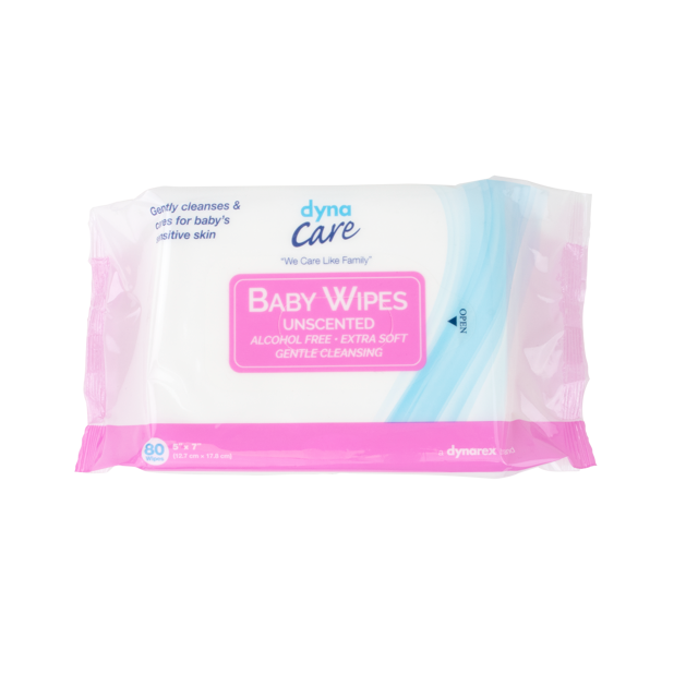 DynaCare 1328 5" x 7" Baby Wipes unscented with Plastic Lid (Case of 24)