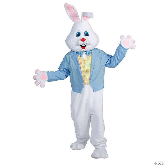 Adults Easter Bunny Costume with Blue Jacket & Yellow Vest