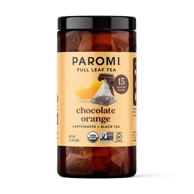 Organic Chocolate Orange Black Tea, Full Leaf, in Pyramid Tea Bags