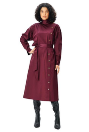 Side button cotton sateen shift dress