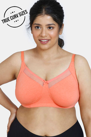 Zivame True Curv Double Layered Non Wired Full Coverage Super Support Bra - Fresh Salmon