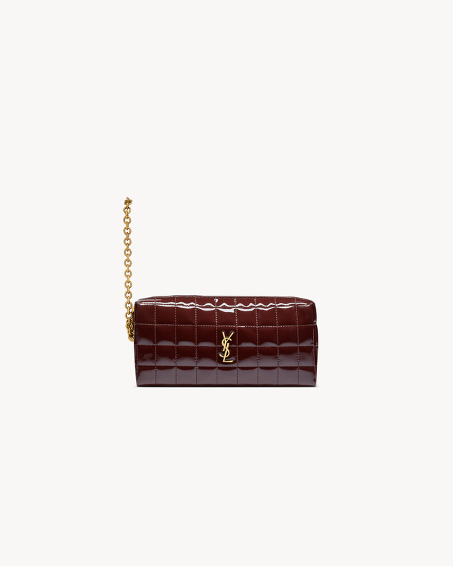 CASSANDRE MATELASSÉ CARRÉ pouch on chain in shiny canvas | Saint Laurent | YSL.com