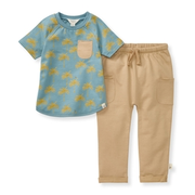 Golden Palms Baby Boy Top & Pants Set