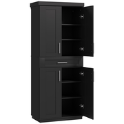 HOMCOM Modern Kitchen Pantry Freestanding Cabinet Cupboard with Doors and Drawer, Adjustable Shelving, Black