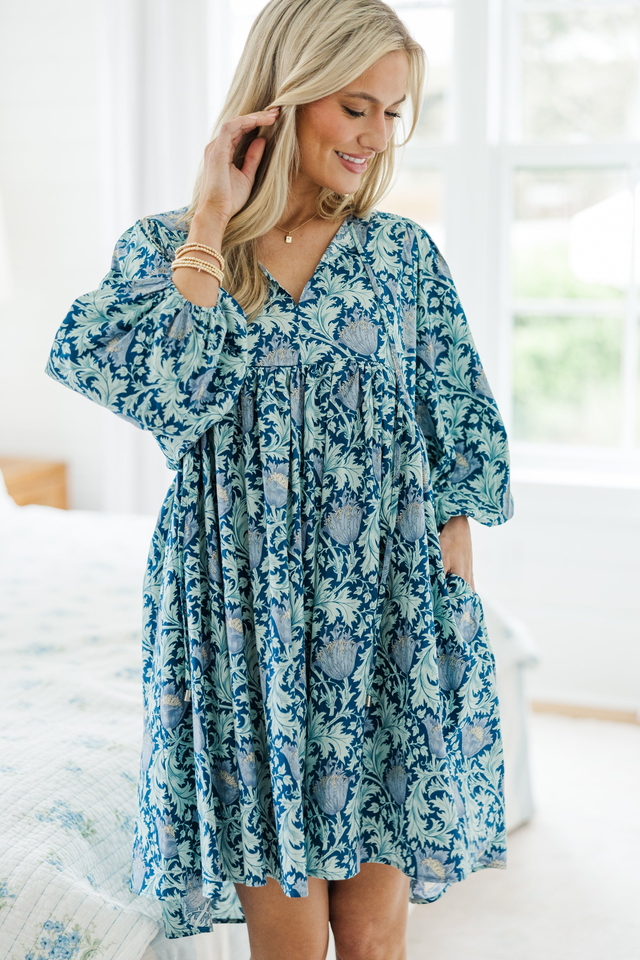 NURSING COLLECTION: It's All True Navy Blue Floral Dress