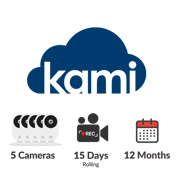 Kami Cloud - 5 cameras - 15 days rolling - 12 months