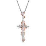 Moissanite Thorned Rose Cross Pendant