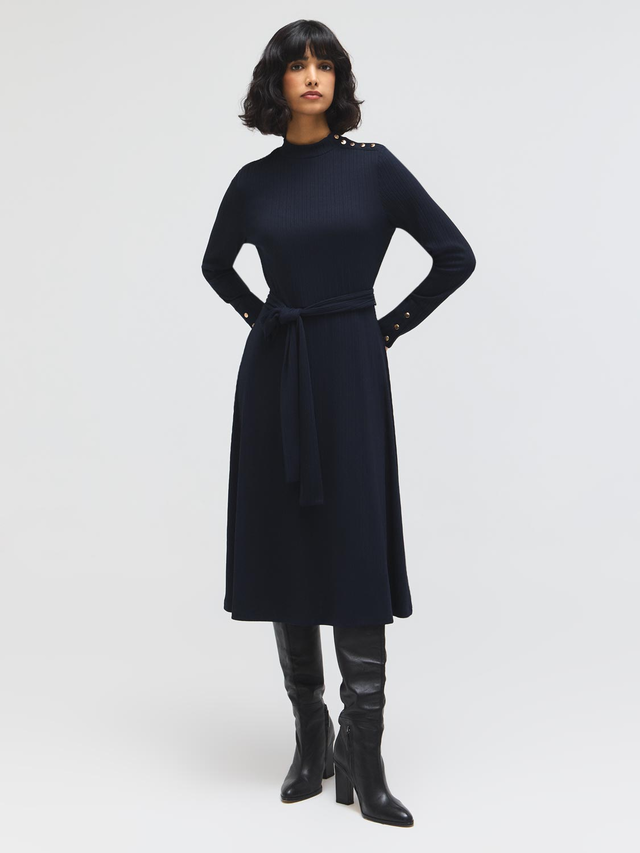 Textured Mock Neck Midi Dress