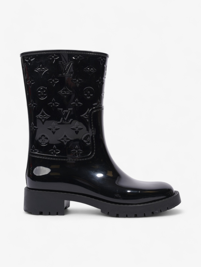 Louis Vuitton Drops Flat Half Boots Black Rubber EU 38 UK 5